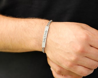 Armband mit Gravur, Herrenarmband, Geschenk für Ihn, Namensarmband für Männer, Figaro/Panzerkette Individuelle Armbänder Geschenk für Vater Geburtstag