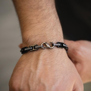 Minimalist Waterproof Stainless Steel Chain Bracelet For Men Black Stainless Steel Bracelet for Him, Men Jewelry Gift for Boyfriend, Husband