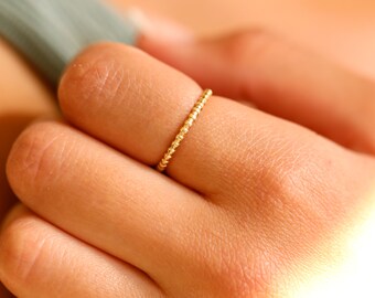 Promise Ring for Couples, 14k Gold Dainty Everyday Rings, Cable Ring, Statement Thin Silver Ring for Ladies, Unique Rings Best Gifts