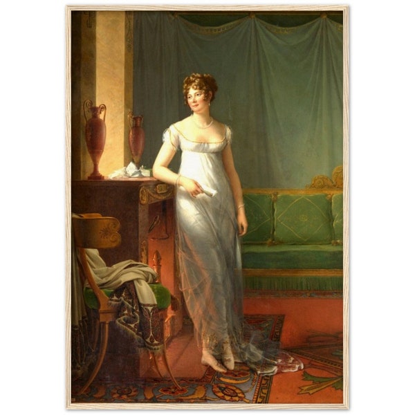 Archival Matte Paper Wood Framed Poster, Antique Artwork Reproduction, 28x40 Inch, Madame Charles Perigord by baron Francois Gerard 1804