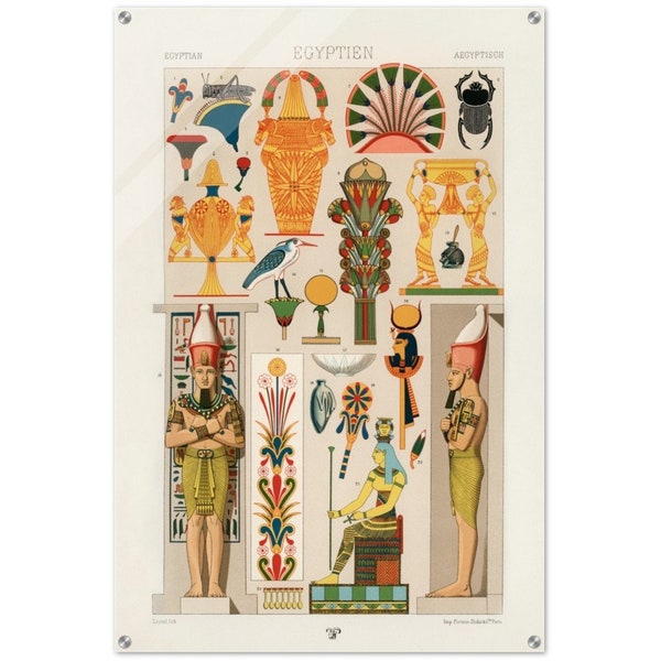 Acrylic Print, Wall Art, Antique Artwork Reproduction, Ancient Egyptian Art, 24x36 Inch, L' ornement Polychrome by Albert Racinet 1888