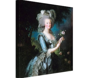 Gravure sur toile, Art mural, Reproduction d’œuvres anciennes, 12x12 pouces, Marie-Antoinette avec rose par Elisabeth Vigee Lebrun, Paris 1783