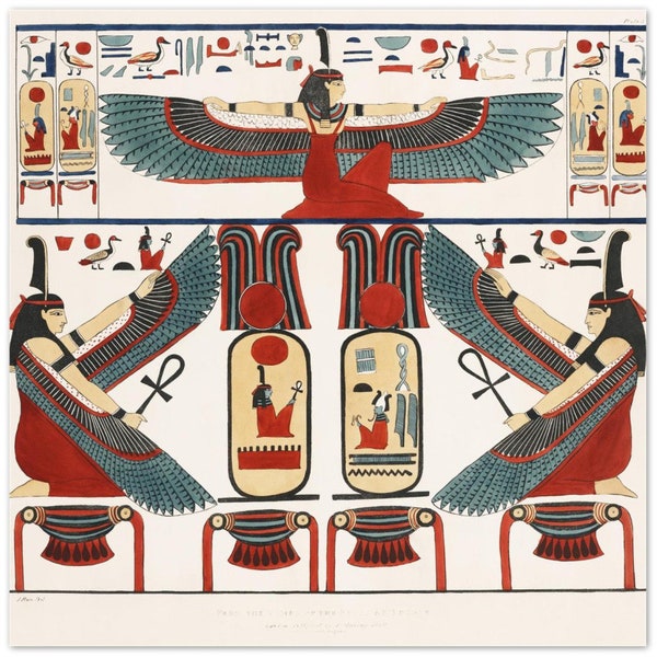 Impression en aluminium, Sublimation Dibond, Reproduction d’œuvres d’art anciennes, Égypte ancienne, 20x20 pouces, Tableau de deux niches, Giovanni Belzoni