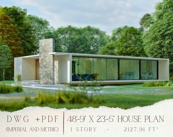 House Plan 2 Bedroom: Modern 1 Story Home Design with Detailed Blueprints