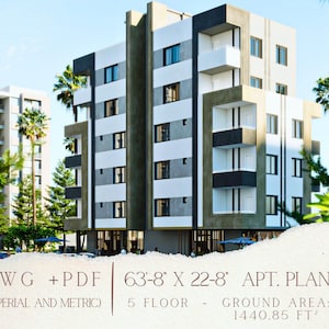 Apartment Blueprint, 5-Story Multifamily Building Plan - CAD & PDF