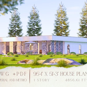 4 Bedroom Open Concept House Plan, Modern Single-Story Home Design, Instant Download Architectural Blueprint