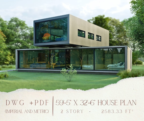 Modern Villa Plan: Concrete & Steel Architectural House Plan (Digital)