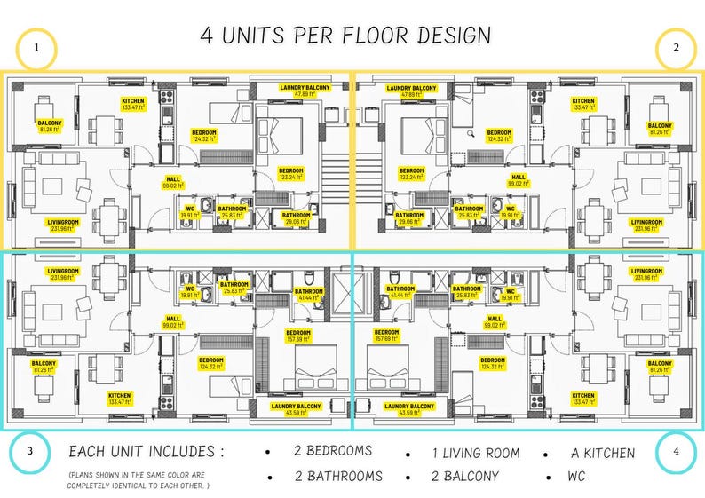 5-story Modern Apartment Plan: Residential Building Design (CAD & PDF ...