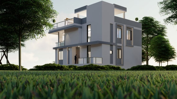 Modern Villa Plan, 5 bedroom 6 bathroom, Architectural House Plan, Digital house plans, Free CAD File