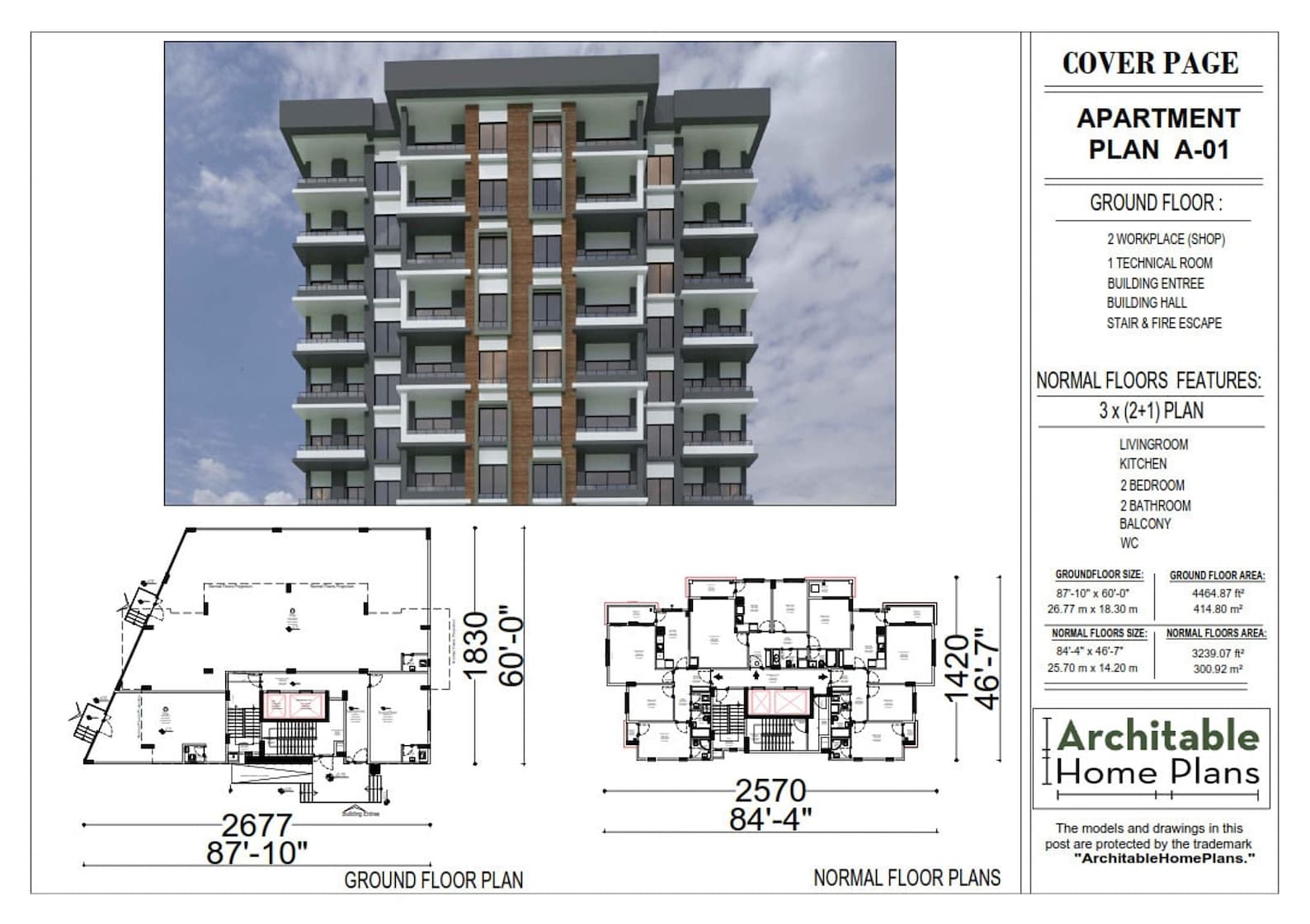 Apartment Blueprint: 10-level Building Plan With Full Dimensions in PDF ...