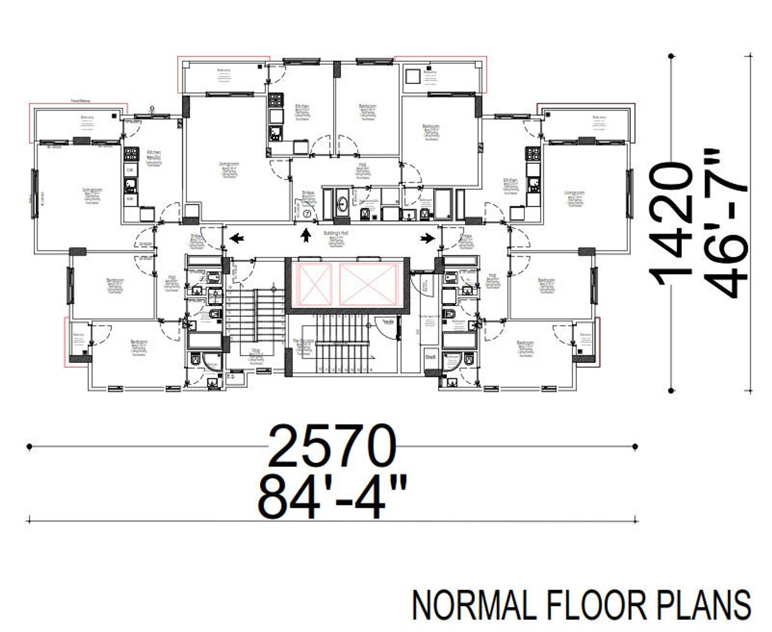 Apartment Blueprint: 10-level Building Plan With Full Dimensions in PDF ...