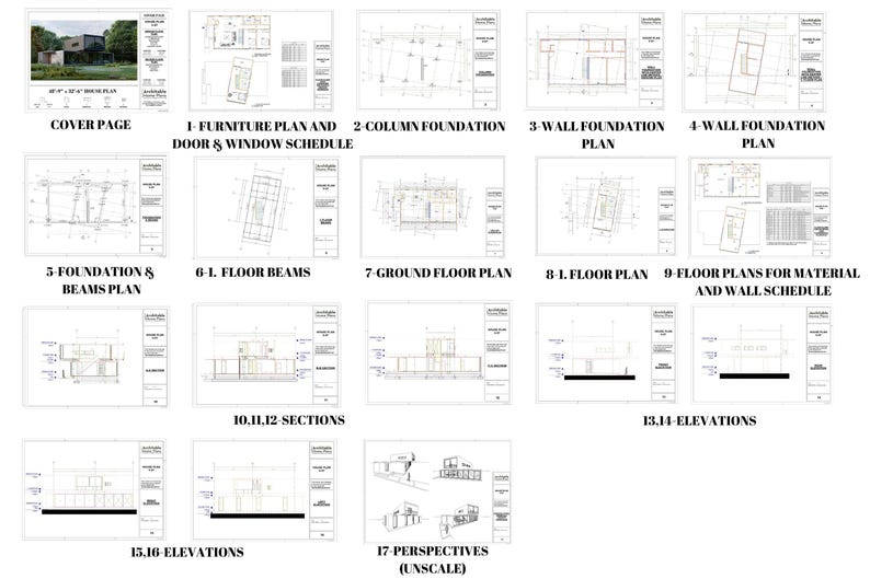 Modern Villa Plan: Concrete & Steel Architectural Blueprint with Floor image 6