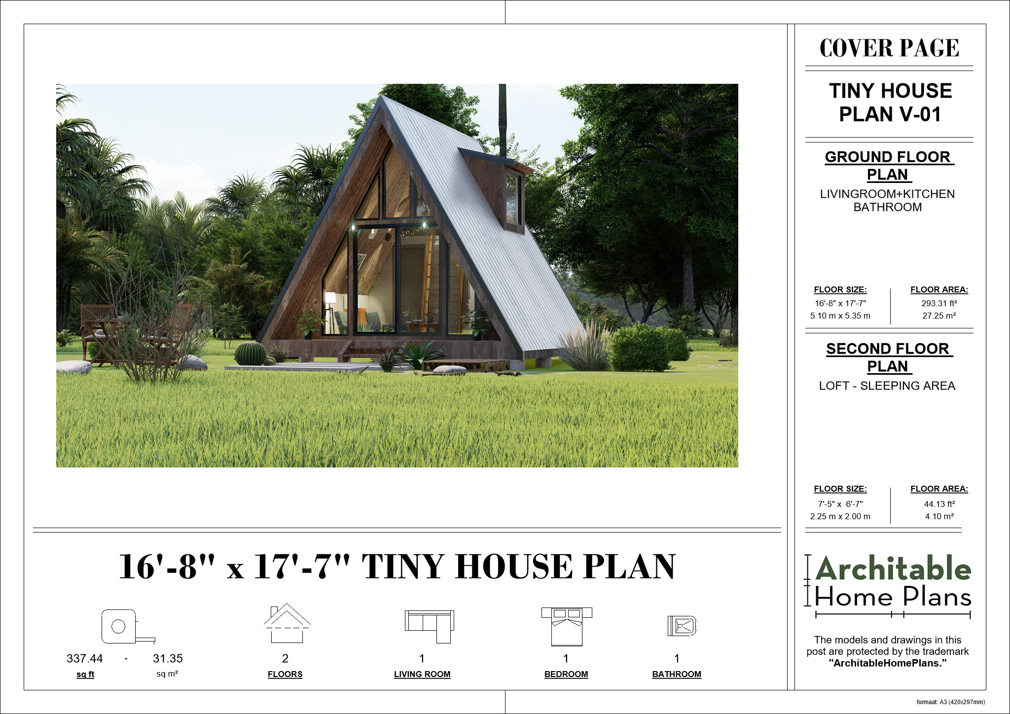 Tiny Aframe Cabin Plan 16x17 With Dormers Modern Cabin House Plans, Blueprint, Free Cad Files