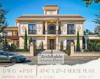2 Story House Plan: Luxury Villa Design with 3 Bedrooms