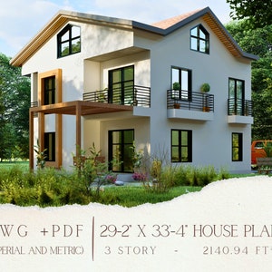 Luxury House Plan, 6 Bedroom 3 Bathroom, 3 Story with Attic Room, Architectural Drawings PDF & Free Cad Files Blueprint