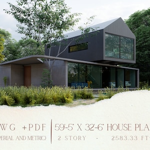 Steel and Concrete material house, Modern Villa Plan,  Architectural House Plan, Digital house plan, Blueprint