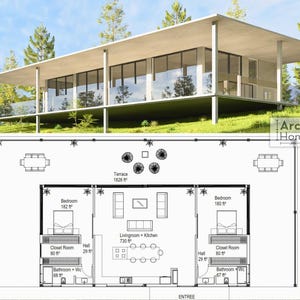 Plattegrond: modern huisontwerp, huisje met één verdieping, perfect voor je droom
