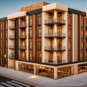 Apartment Plan, Five-Story Building With One And Two Bedroom Layouts - CAD PDF