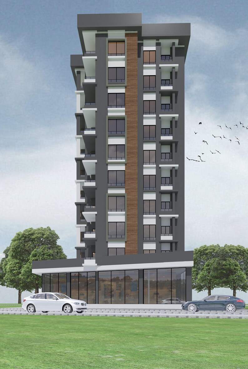 Apartment Blueprint: 10-level Building Plan With Full Dimensions in PDF ...