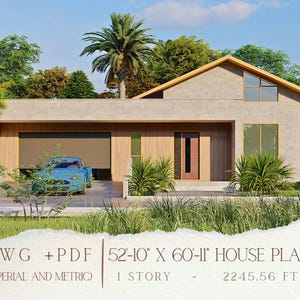 Contemporary Farmhouse Plan: Modern Single Story Cottage (Digital Download)
