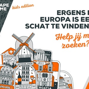 Escapegame voor kids instapspel Thuis escaperoom kinderen DIY spel Europa Escape room kit afbeelding 1