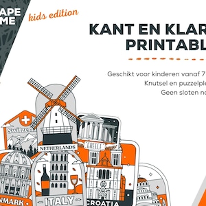 Escapegame voor kids instapspel Thuis escaperoom kinderen DIY spel Europa Escape room kit afbeelding 2