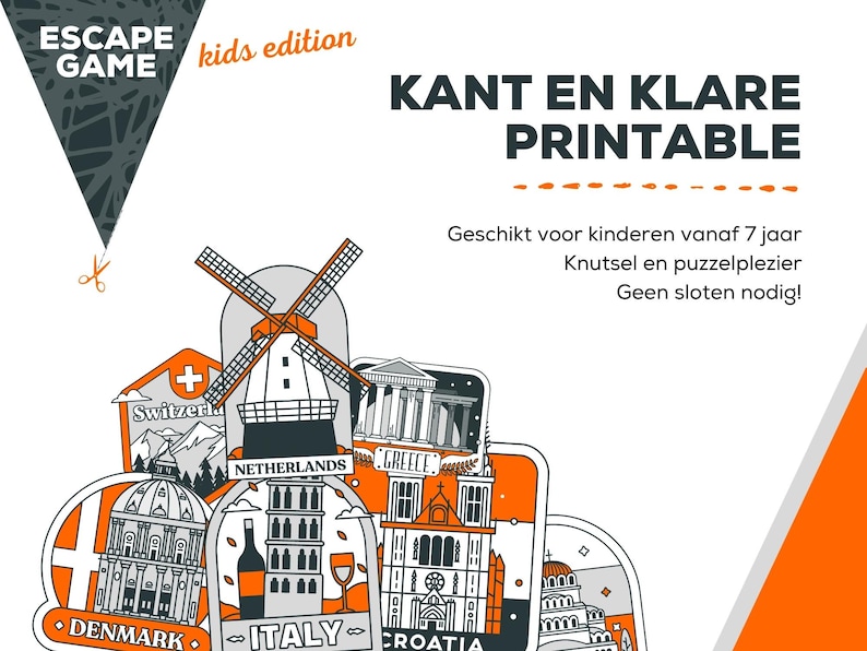 Escapegame voor kids instapspel Thuis escaperoom kinderen DIY spel Europa Escape room kit afbeelding 2