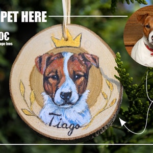 Portrait animalier personnalisé sur rondin de bois naturel / Idée cadeau Noël / Ornement personnalisé animal de compagnie / Cadeau mémoire