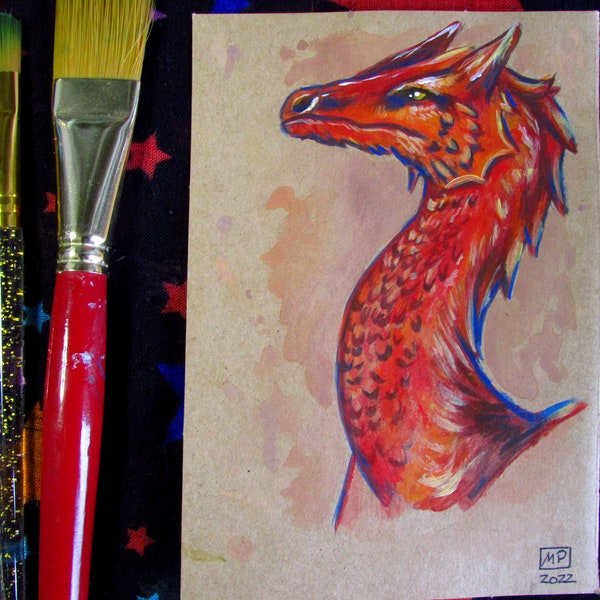ORIGINAL ART | Postcard | Caraxes | Dragon | Fan art game of thrones | Acrylic Painting