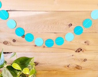 Dot Garland, Paper Garland, Circle Garland, Party Decoration, Handmade Decor for Home, Office Decor, Classroom Decor, Teal Bunting, 4.75 Ft
