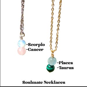 Zodiac Crystal Necklace, Handmade Gemstone Soulmate Pendants