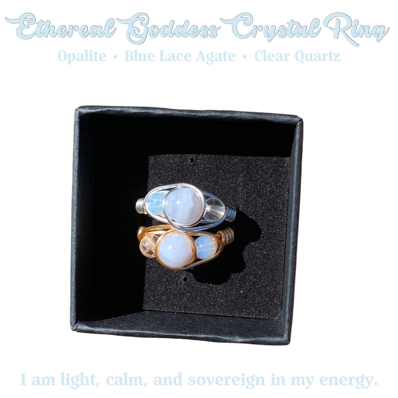 Ethereal Goddess Crystal Ring Aura Cleansing Empath Protection ...