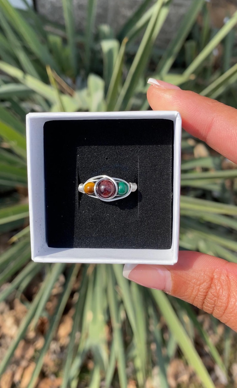 Zodiac Crystal Ring Big 3 Sun Moon Rising handmade silver gold plated bild 6