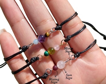 Personalized Big 3 Zodiac Crystal Bracelet | Sun Moon Rising Signs, Astrology Gift