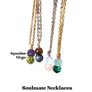 Zodiac Crystal Necklace, Handmade Gemstone Soulmate Pendants