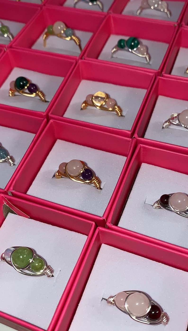 Zodiac Crystal Ring Big 3 Sun Moon Rising handmade silver gold plated bild 5