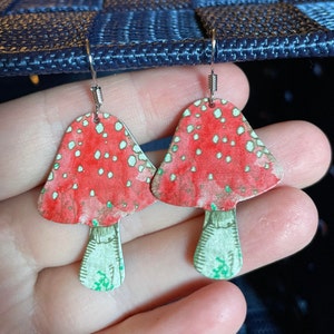 Cute Little Cartoon Red Mushroom Earrings