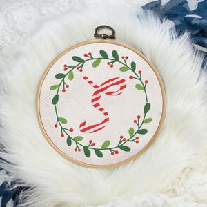 Hand Embroidered Christmas Ornament with Beads, Personalized Embroidery Hoop, Custom Holiday Keepsake with Ribbon, Unique Christmas 81367F0