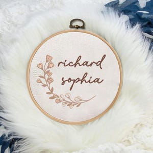 Personalized Embroidered Name Hoop: Custom Canvas Nursery Decor
