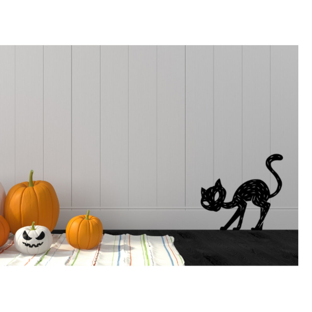 Black Cat Wall Decal Etsy