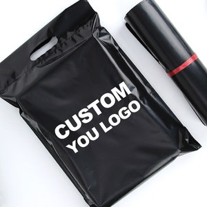 100 Pieces Custom Black Mailing Bag With Handle, Personalized Logo ...