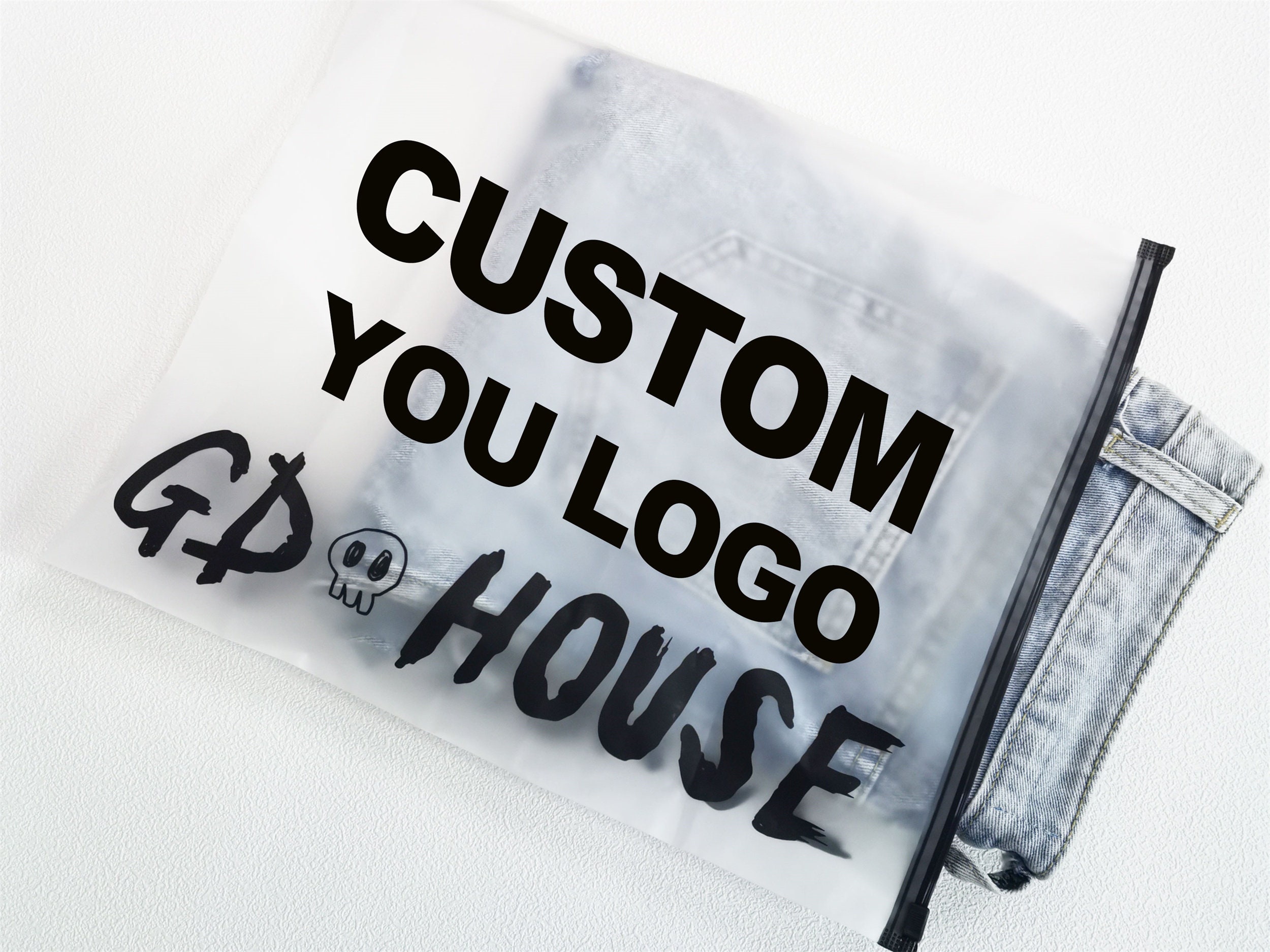100-150 Pcs Custom Frosted Black Zipper Bags,clear Zipper
