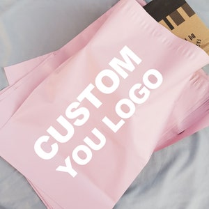 50-200 peças personalizadas com logotipo de 1 cor rosa sacos de correio, sacos de transporte degradáveis, sacos de presente de roupas, poli mialer, embalagem