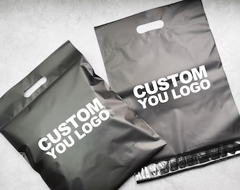 100 Pieces Custom Black Mailing Bag With Handle, Personalized Logo