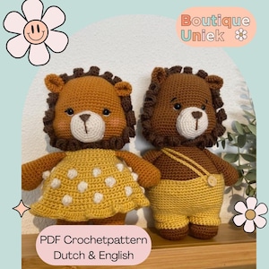 Crochet pattern Leo & Layla/ Crochetpattern Leo and Layla/ Boutique Unique crochet pattern/ crochetpattern lions / easy crochetpattern