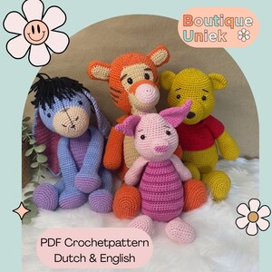4 Crochet patterns Pooh / Piglet / Tigger / Eeyore / set of 4 crochet patterns / Piglet / Tigger / Pooh / Eeyore