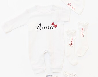 Presente para bebê menina Roupas para bebê menina Roupa para bebê menina voltando para casa Presente personalizado para bebê menina Roupas para recém-nascidas Presente para chá de bebê