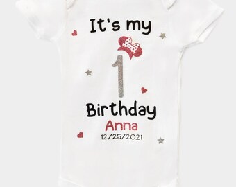Tutina personalizzata per il primo compleanno, vestito per il primo compleanno della neonata, vestito per la festa della torta, vestiti per neonata, foto personalizzata per il primo compleanno della neonata.
