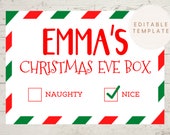 Christmas Eve Box Sign Customizable, Kids Christmas Eve Box, Editable