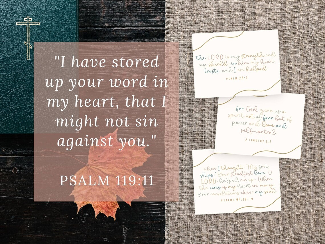 60 Printable Bible Verse Cards, Scripture Memorization Card Bundle ...